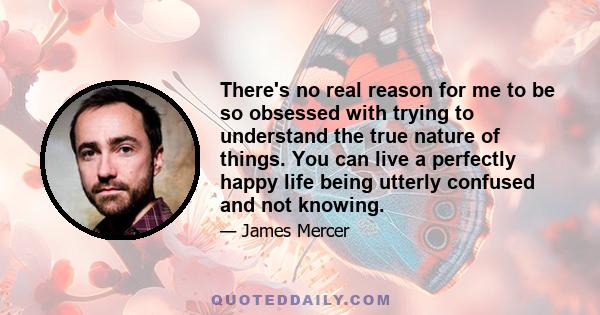 There's no real reason for me to be so obsessed with trying to understand the true nature of things. You can live a perfectly happy life being utterly confused and not knowing.