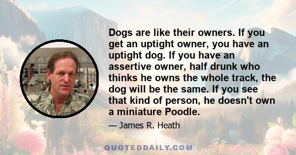 Dogs are like their owners. If you get an uptight owner, you have an uptight dog. If you have an assertive owner, half drunk who thinks he owns the whole track, the dog will be the same. If you see that kind of person,