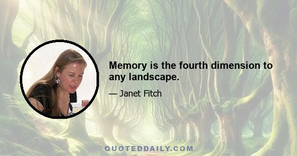 Memory is the fourth dimension to any landscape.