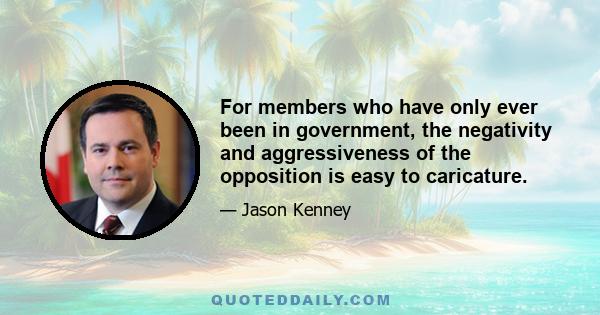 For members who have only ever been in government, the negativity and aggressiveness of the opposition is easy to caricature.