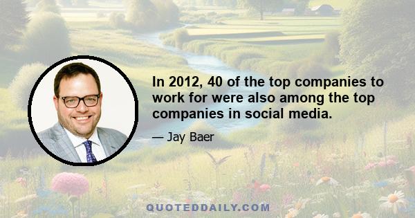 In 2012, 40 of the top companies to work for were also among the top companies in social media.