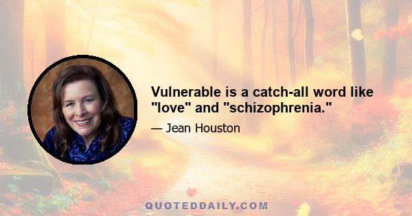 Vulnerable is a catch-all word like love and schizophrenia.