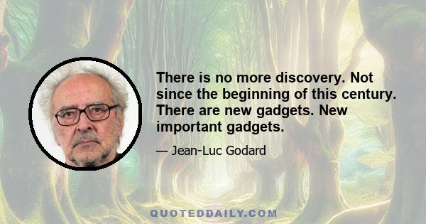 There is no more discovery. Not since the beginning of this century. There are new gadgets. New important gadgets.