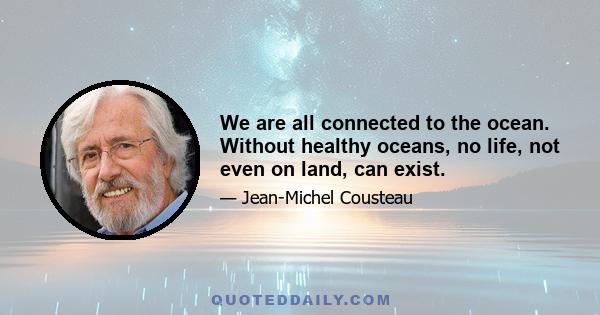 We are all connected to the ocean. Without healthy oceans, no life, not even on land, can exist.