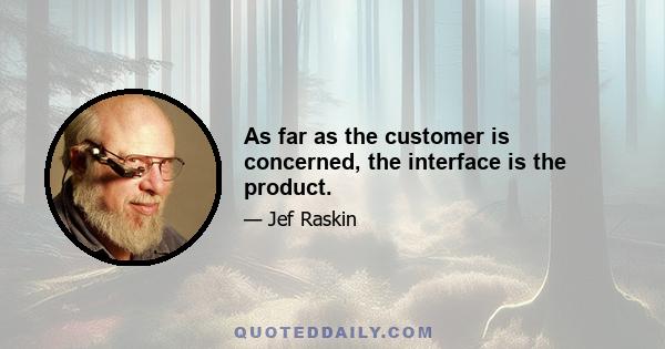 As far as the customer is concerned, the interface is the product.