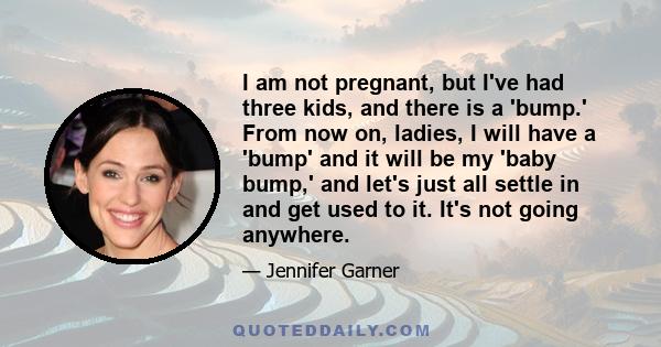 I am not pregnant, but I've had three kids, and there is a 'bump.' From now on, ladies, I will have a 'bump' and it will be my 'baby bump,' and let's just all settle in and get used to it. It's not going anywhere.