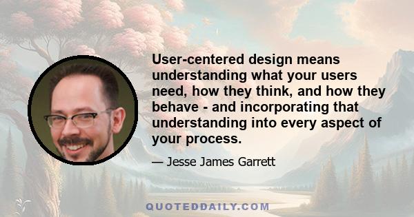 User-centered design means understanding what your users need, how they think, and how they behave - and incorporating that understanding into every aspect of your process.