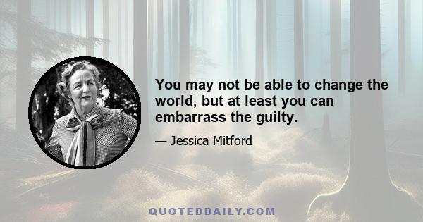 You may not be able to change the world, but at least you can embarrass the guilty.