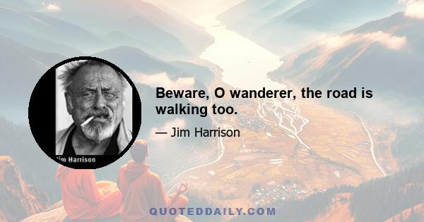 Beware, O wanderer, the road is walking too.