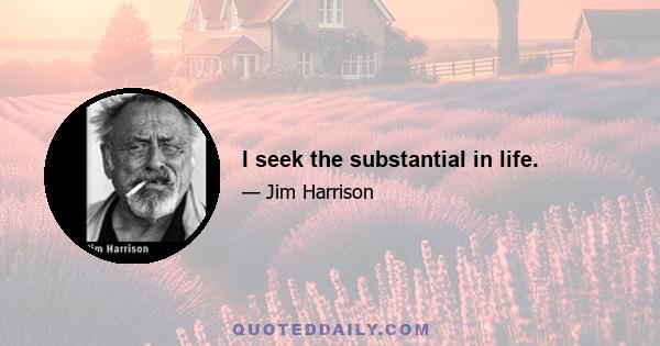 I seek the substantial in life.