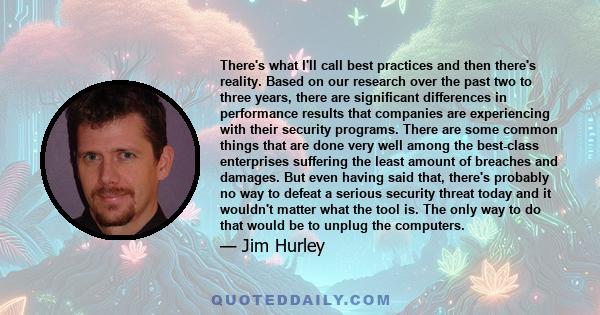 There's what I'll call best practices and then there's reality. Based on our research over the past two to three years, there are significant differences in performance results that companies are experiencing with their 