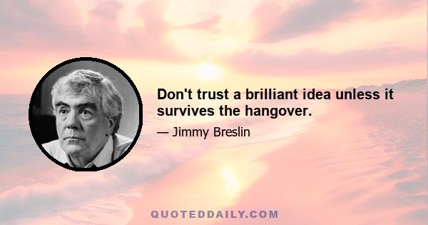 Don't trust a brilliant idea unless it survives the hangover.