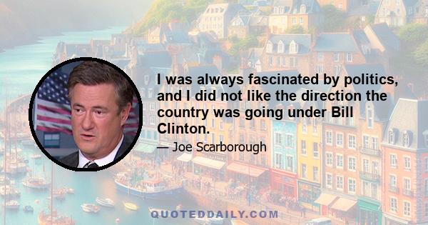 I was always fascinated by politics, and I did not like the direction the country was going under Bill Clinton.