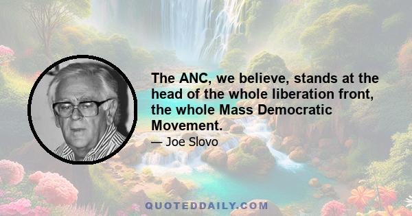 The ANC, we believe, stands at the head of the whole liberation front, the whole Mass Democratic Movement.