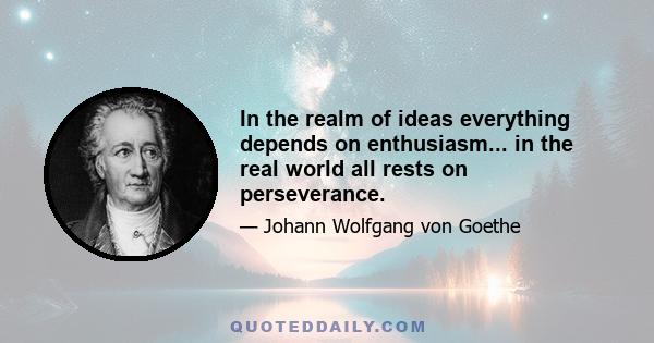 In the realm of ideas everything depends on enthusiasm... in the real world all rests on perseverance.