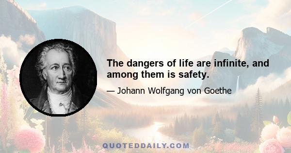 The dangers of life are infinite, and among them is safety.