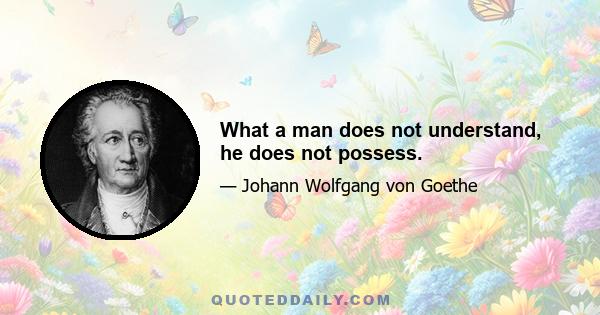 What a man does not understand, he does not possess.