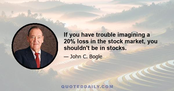 If you have trouble imagining a 20% loss in the stock market, you shouldn't be in stocks.