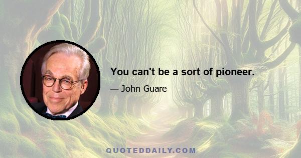 You can't be a sort of pioneer.
