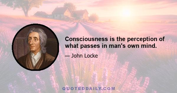 Consciousness is the perception of what passes in man's own mind.