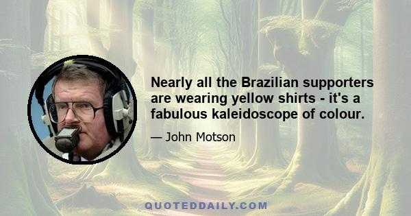 Nearly all the Brazilian supporters are wearing yellow shirts - it's a fabulous kaleidoscope of colour.