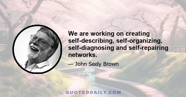 We are working on creating self-describing, self-organizing, self-diagnosing and self-repairing networks.