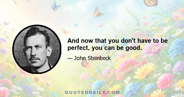 And now that you don't have to be perfect, you can be good.