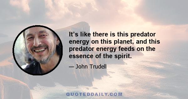 It’s like there is this predator energy on this planet, and this predator energy feeds on the essence of the spirit.