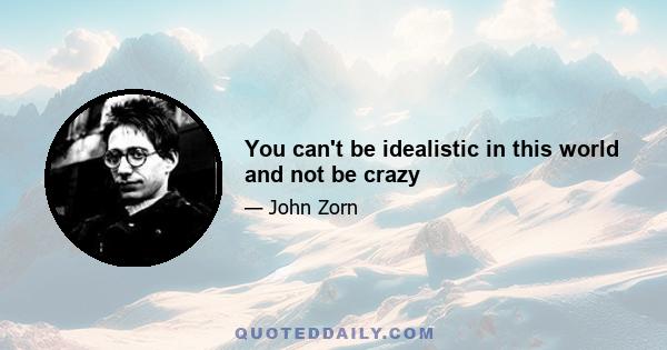 You can't be idealistic in this world and not be crazy