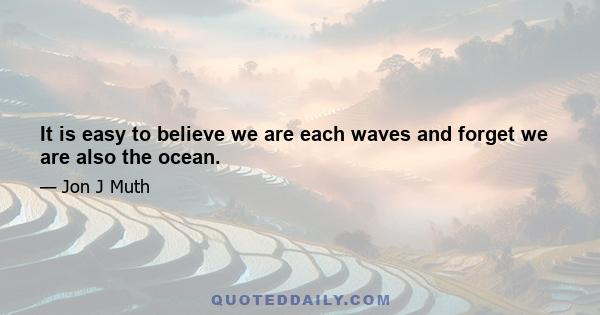 It is easy to believe we are each waves and forget we are also the ocean.