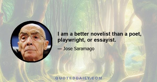 I am a better novelist than a poet, playwright, or essayist.