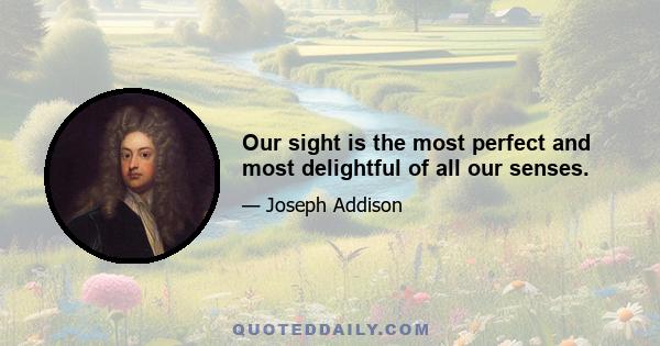 Our sight is the most perfect and most delightful of all our senses.