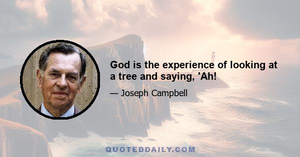 God is the experience of looking at a tree and saying, 'Ah!