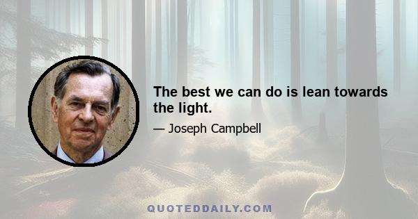 The best we can do is lean towards the light.