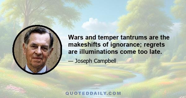 Wars and temper tantrums are the makeshifts of ignorance; regrets are illuminations come too late.