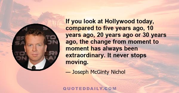 If you look at Hollywood today, compared to five years ago, 10 years ago, 20 years ago or 30 years ago, the change from moment to moment has always been extraordinary. It never stops moving.