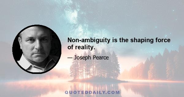 Non-ambiguity is the shaping force of reality.