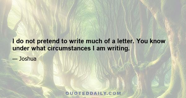 I do not pretend to write much of a letter. You know under what circumstances I am writing.