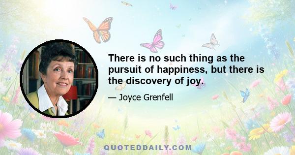 There is no such thing as the pursuit of happiness, but there is the discovery of joy.