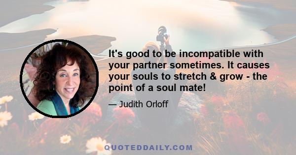 It's good to be incompatible with your partner sometimes. It causes your souls to stretch & grow - the point of a soul mate!