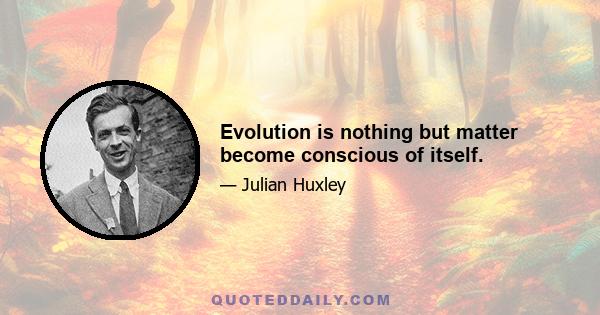 Evolution is nothing but matter become conscious of itself.