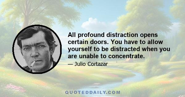 All profound distraction opens certain doors. You have to allow yourself to be distracted when you are unable to concentrate.