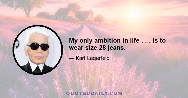 My only ambition in life . . . is to wear size 28 jeans.