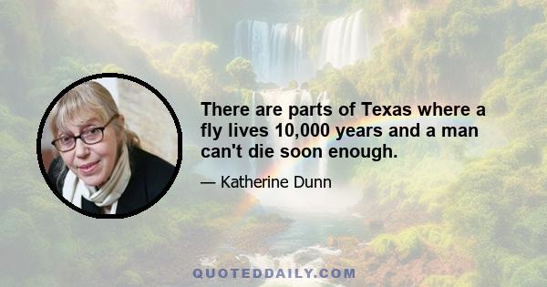 There are parts of Texas where a fly lives 10,000 years and a man can't die soon enough.