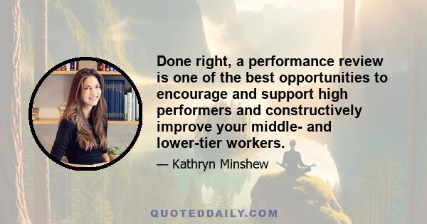 Done right, a performance review is one of the best opportunities to encourage and support high performers and constructively improve your middle- and lower-tier workers.