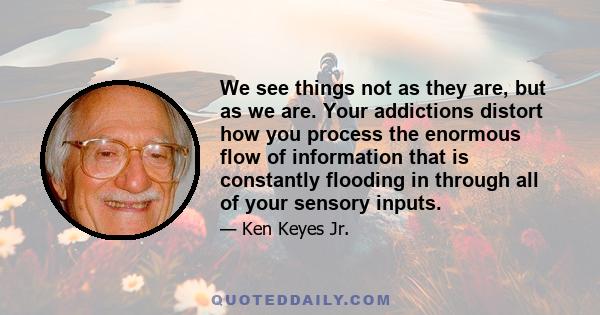 We see things not as they are, but as we are. Your addictions distort how you process the enormous flow of information that is constantly flooding in through all of your sensory inputs.