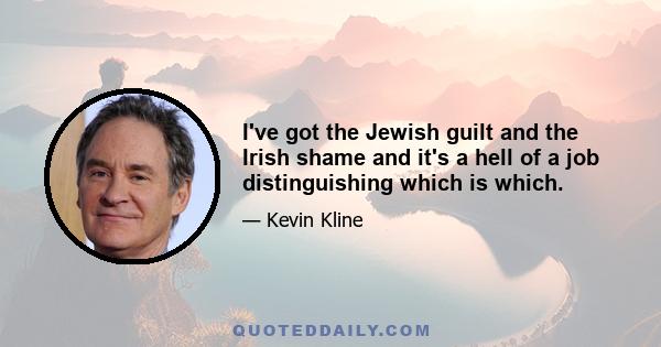 I've got the Jewish guilt and the Irish shame and it's a hell of a job distinguishing which is which.