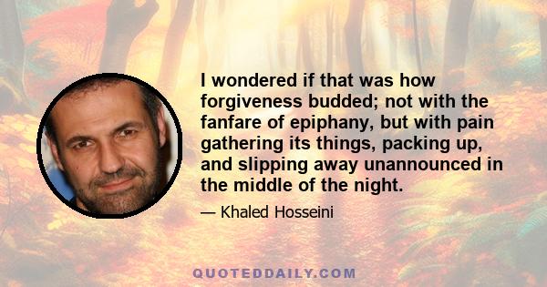 I wondered if that was how forgiveness budded; not with the fanfare of epiphany, but with pain gathering its things, packing up, and slipping away unannounced in the middle of the night.