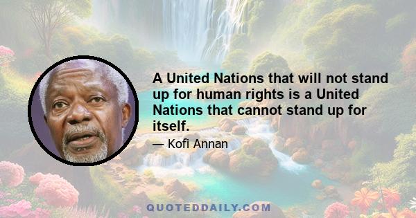 A United Nations that will not stand up for human rights is a United Nations that cannot stand up for itself.