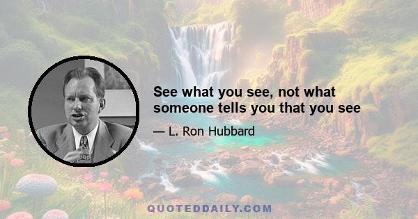 See what you see, not what someone tells you that you see